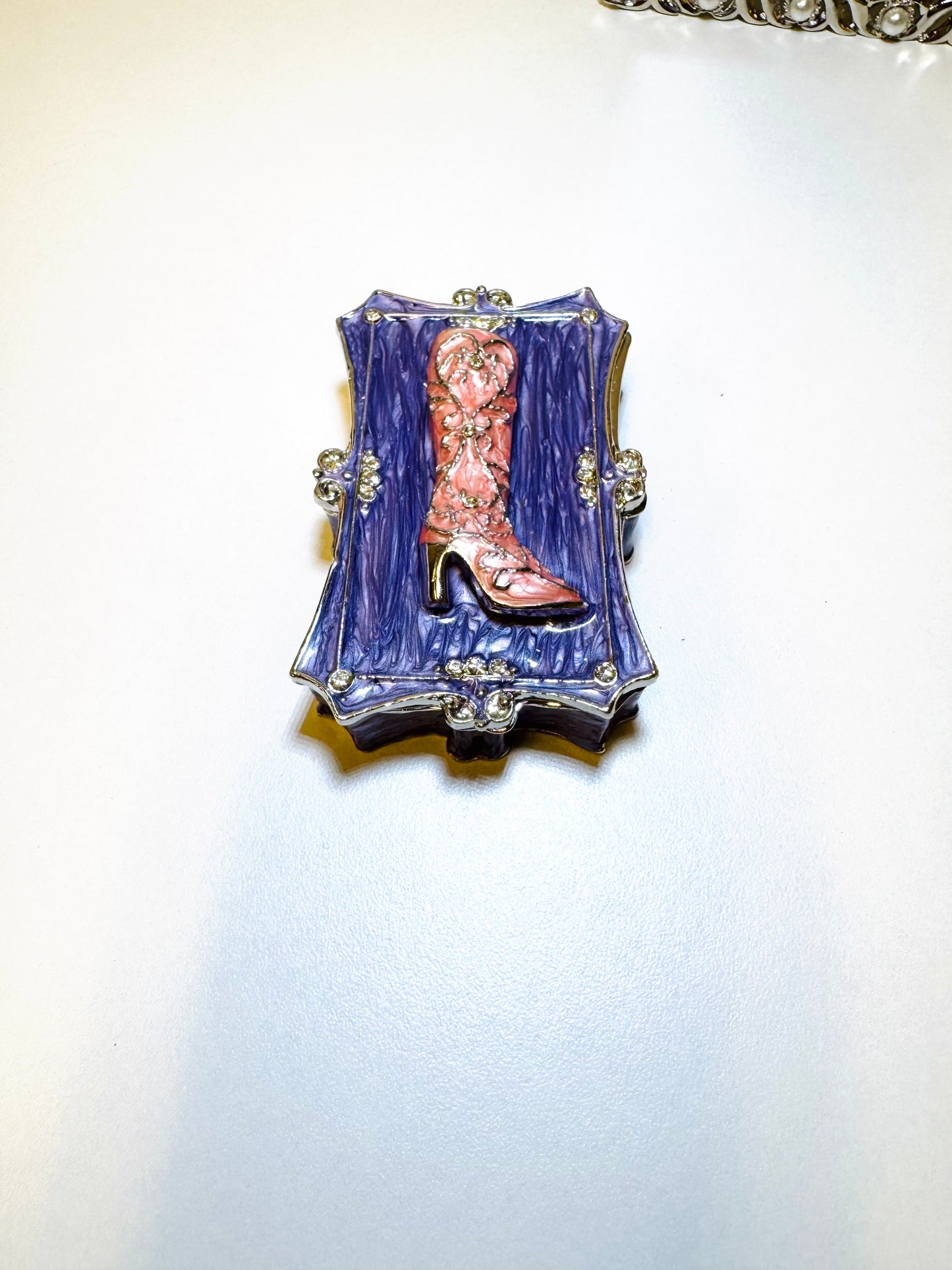Vintage Pink Cowboy Boots Trinket Box