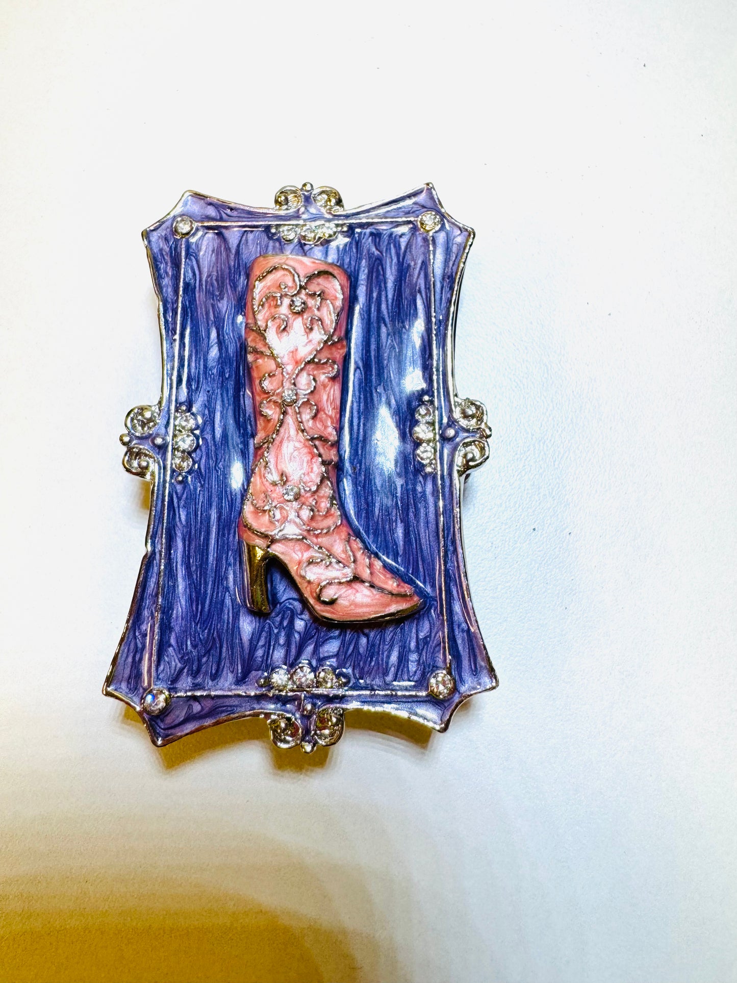 Vintage Pink Cowboy Boots Trinket Box